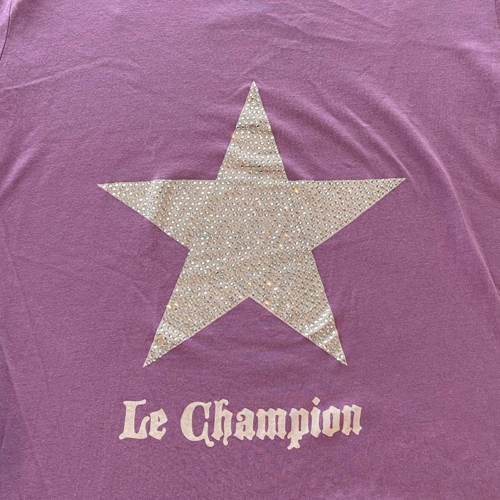 Le Lotus Bleu Purple T-Shirt With Swarovski Crystal Star Y2K Size Large - Picture 3 of 5